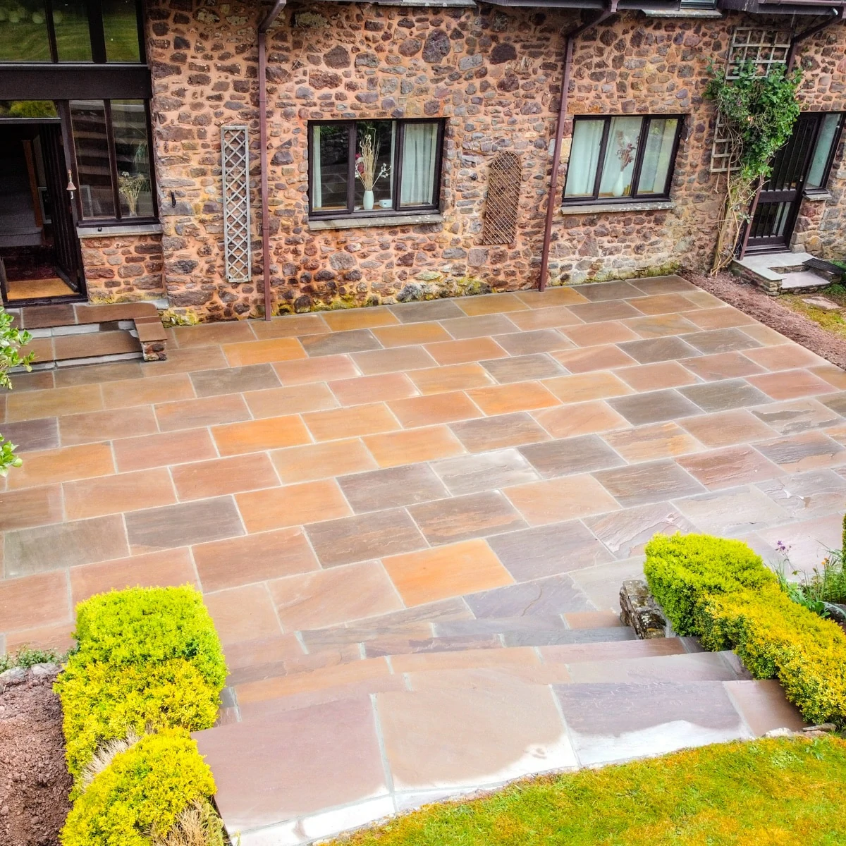 Autumn Brown Indian Sandstone Paving Slabs - Riven - 600x900 - 22mm